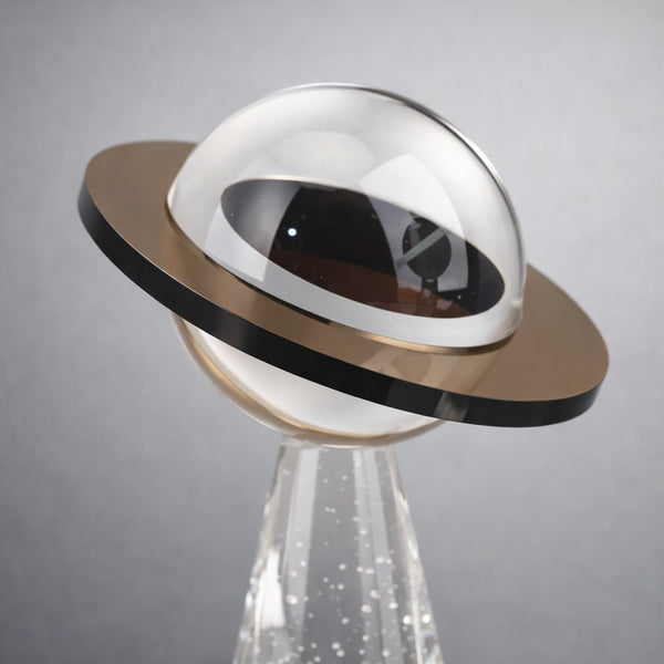 スタンド付き手作りのソリッドクリスタル土星惑星彫刻