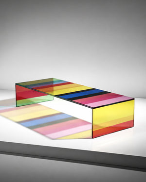 Ferro & Co. Dichroic Rainbow Tempered Glass Coffee Table