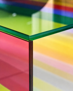 Ferro & Co. Dichroic Rainbow Tempered Glass Coffee Table