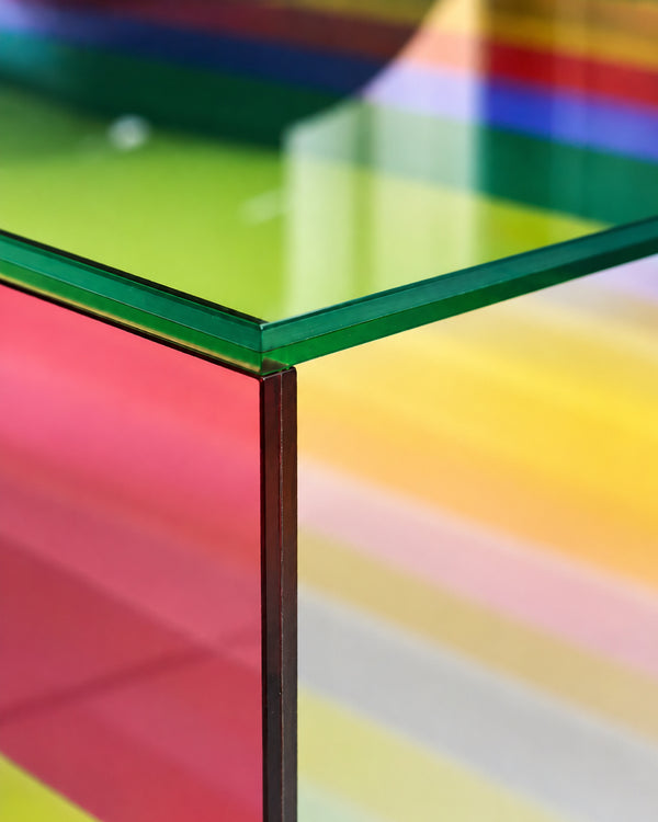 Ferro & Co. Dichroic Rainbow Tempered Glass Coffee Table