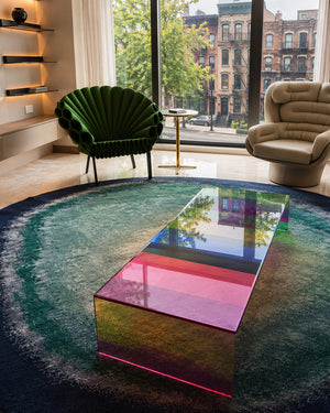 Ferro & Co. Dichroic Rainbow Tempered Glass Coffee Table
