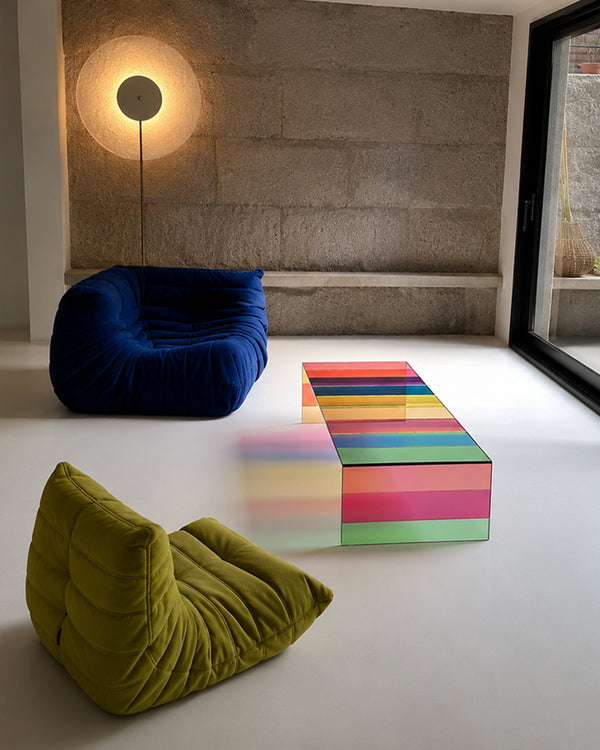 Ferro & Co. Dichroic Rainbow Tempered Glass Coffee Table