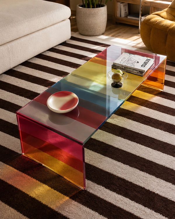 Ferro & Co. Dichroic Rainbow Tempered Glass Coffee Table
