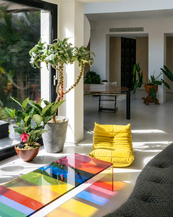 Ferro & Co. Dichroic Rainbow Tempered Glass Coffee Table