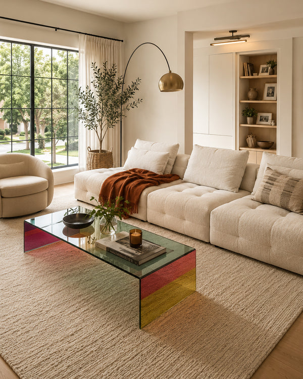 Ferro & Co. Dichroic Rainbow Tempered Glass Coffee Table