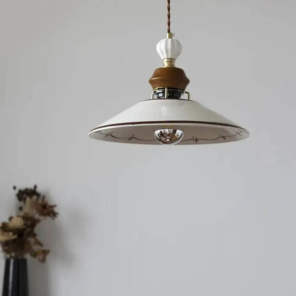 Vintage French Ceramic Pendant Ceiling Lamp