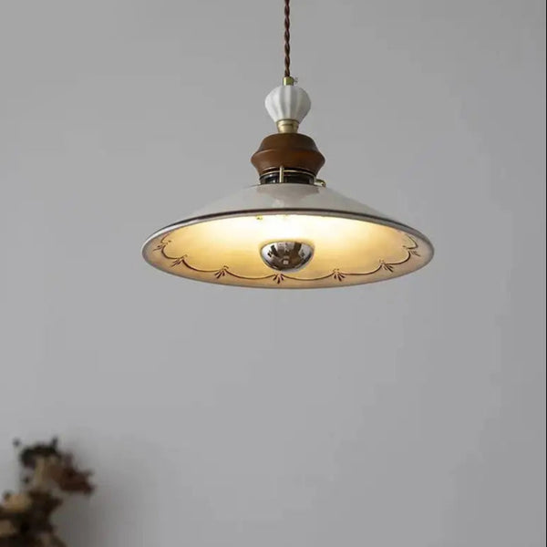Vintage French Ceramic Pendant Ceiling Lamp