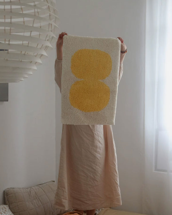 MokoMoko Yellow Oval Tufted Bath Mat