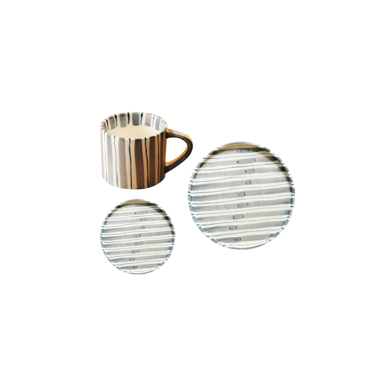 Ceramic Brush Touch Art Striped Plate