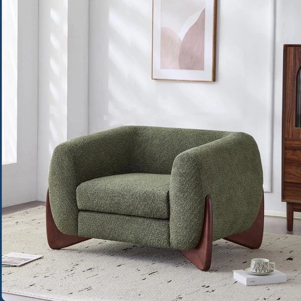Modern Boucle Fabric Upholstered Lounge Chair Sofa