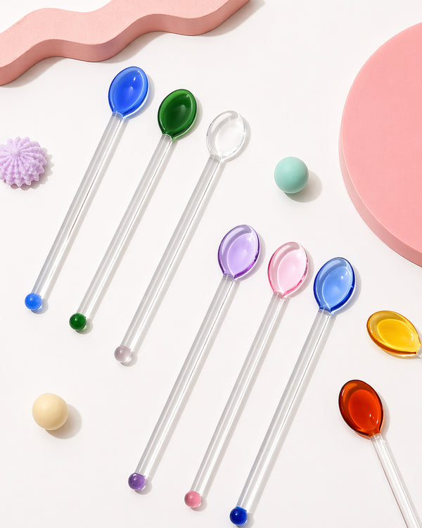 Colored Glass Cocktail Spoon