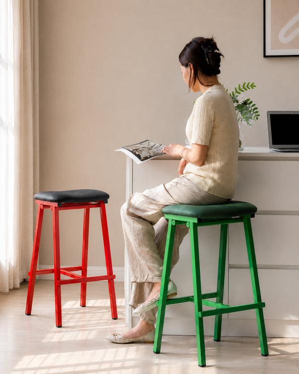 Saddle Seat Colored Metal Bar Stool