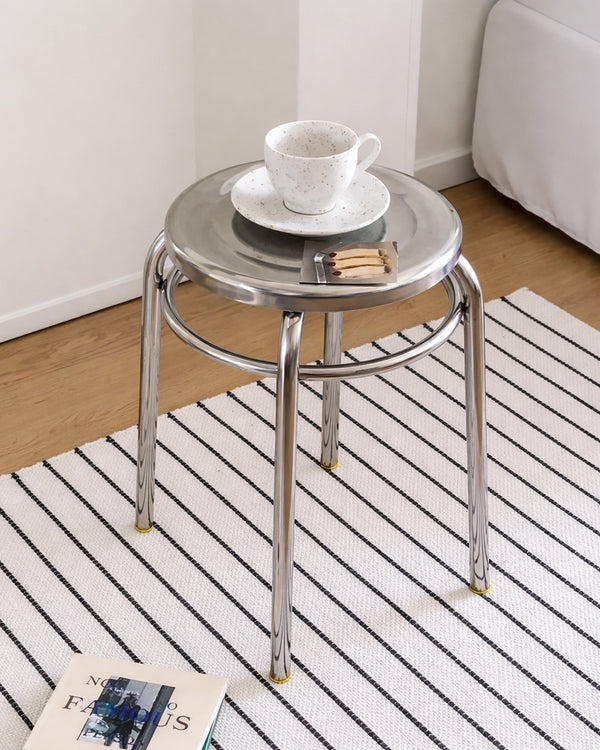 Studio Lima Stainless Steel Accent Round Stool