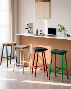 Saddle Seat Colored Metal Bar Stool