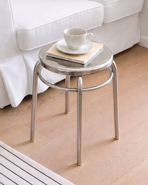 Studio Lima Stainless Steel Accent Round Stool