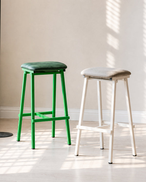 Saddle Seat Colored Metal Bar Stool