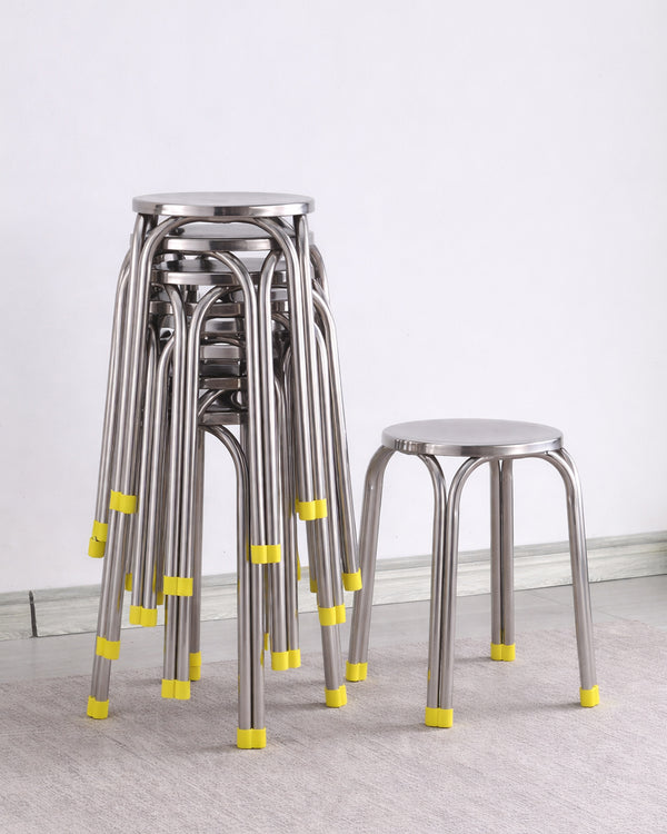 Studio Lima Stainless Steel Accent Round Stool