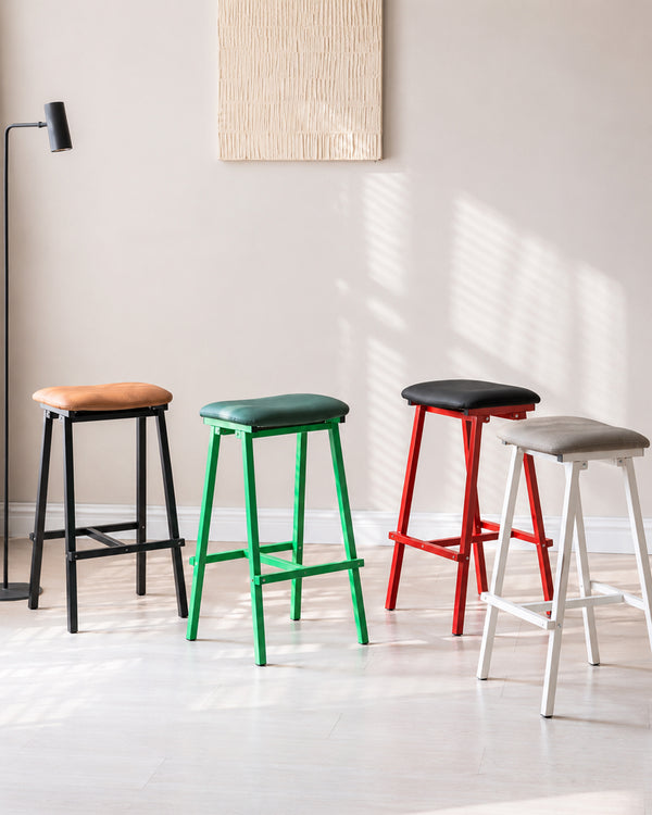 Saddle Seat Colored Metal Bar Stool