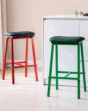 Saddle Seat Colored Metal Bar Stool