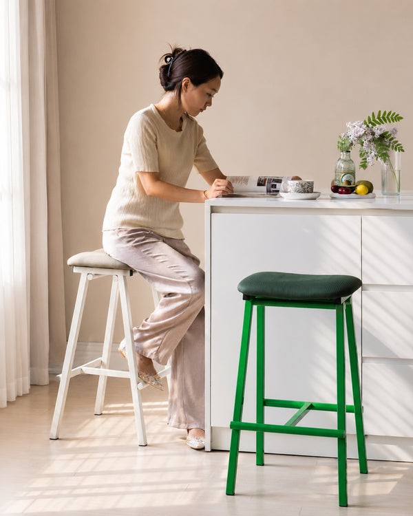 Saddle Seat Colored Metal Bar Stool