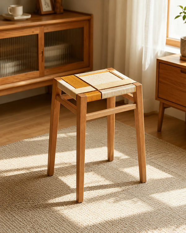 UOSU Woven Cord Square Stool