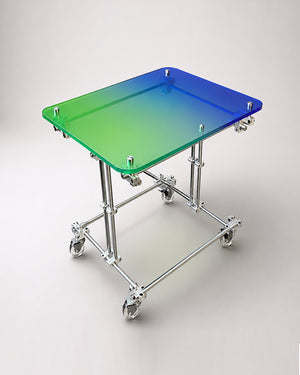 de homê Acrylic Top Industrial Stainless Steel Pipe Frame Side Table