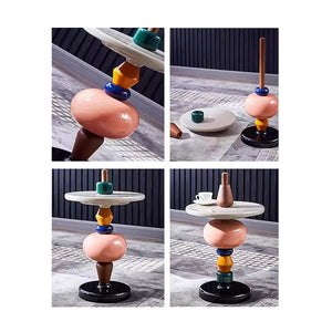 Modular Color-Stack Pedestal Side Table