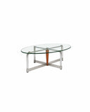 Studio Lima Oval Tempered Glass Stainless Steel Coffee Table