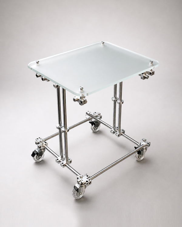 de homê Acrylic Top Industrial Stainless Steel Pipe Frame Side Table