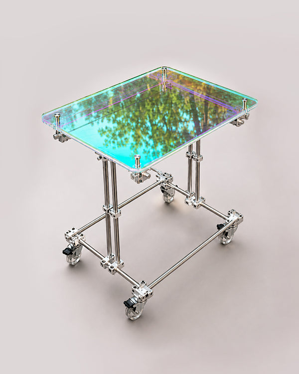 de homê Acrylic Top Industrial Stainless Steel Pipe Frame Side Table