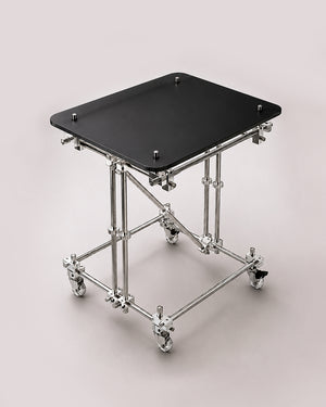 de homê Acrylic Top Industrial Stainless Steel Pipe Frame Side Table