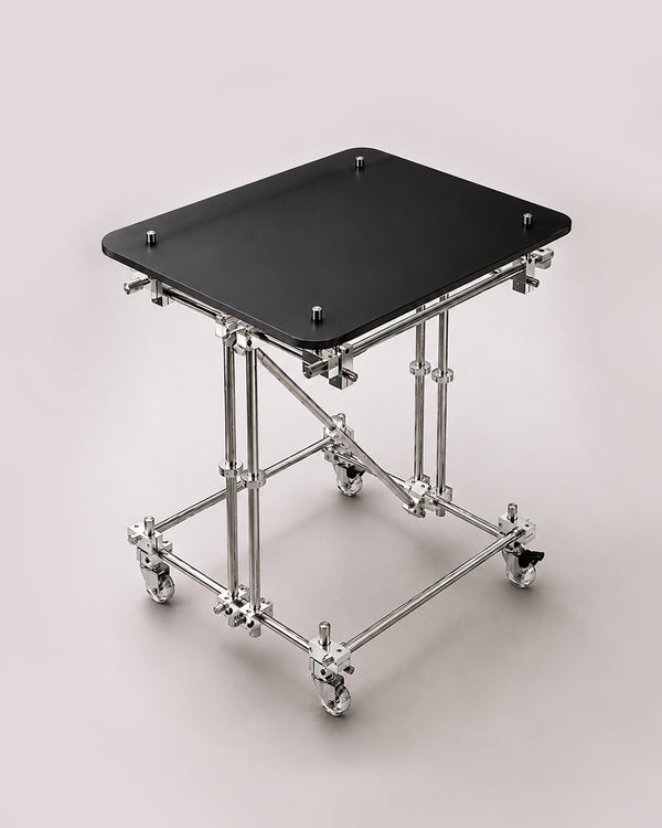 de homê Acrylic Top Industrial Stainless Steel Pipe Frame Side Table