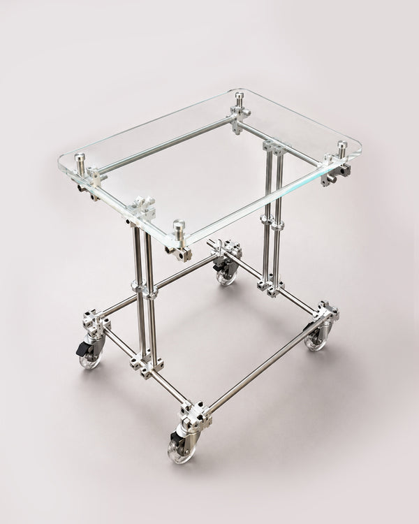 de homê Acrylic Top Industrial Stainless Steel Pipe Frame Side Table