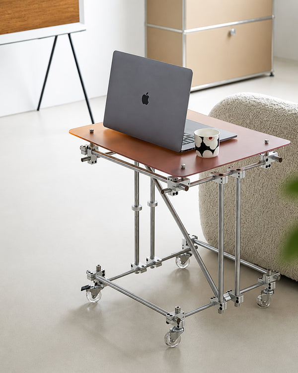 de homê Acrylic Top Industrial Stainless Steel Pipe Frame Side Table