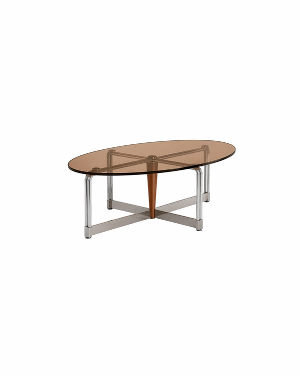 Studio Lima Oval Tempered Glass Stainless Steel Coffee Table