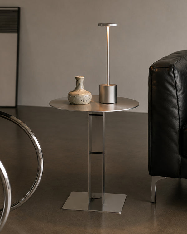 Studio Lima Hand-Polished Stainless Steel Accent Table