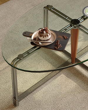 Studio Lima Oval Tempered Glass Stainless Steel Coffee Table