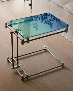 de homê Acrylic Top Industrial Stainless Steel Pipe Frame Side Table