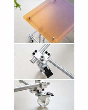 de homê Acrylic Top Industrial Stainless Steel Pipe Frame Side Table