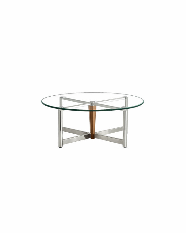 Studio Lima Oval Tempered Glass Stainless Steel Coffee Table