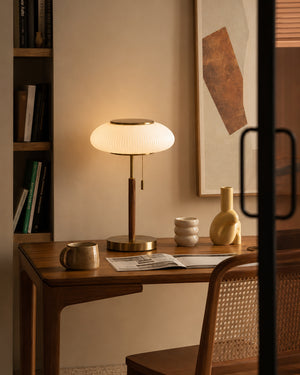 Nordic Vintage Table Lamp White Glass Desk Light for Bedroom