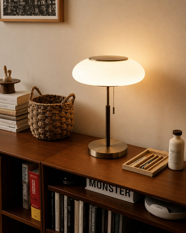 Nordic Vintage Table Lamp White Glass Desk Light for Bedroom