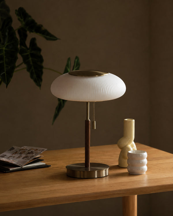 Nordic Vintage Table Lamp White Glass Desk Light for Bedroom