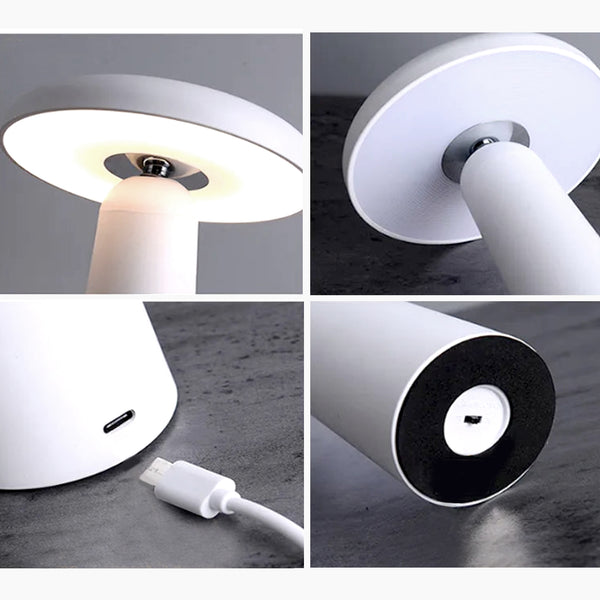 Lampe de table tactile sans fil inclinable en forme de champignon