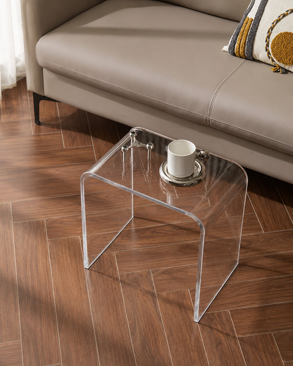 de homê Acrylic Transparent Glass Multi-Purpose Side Table