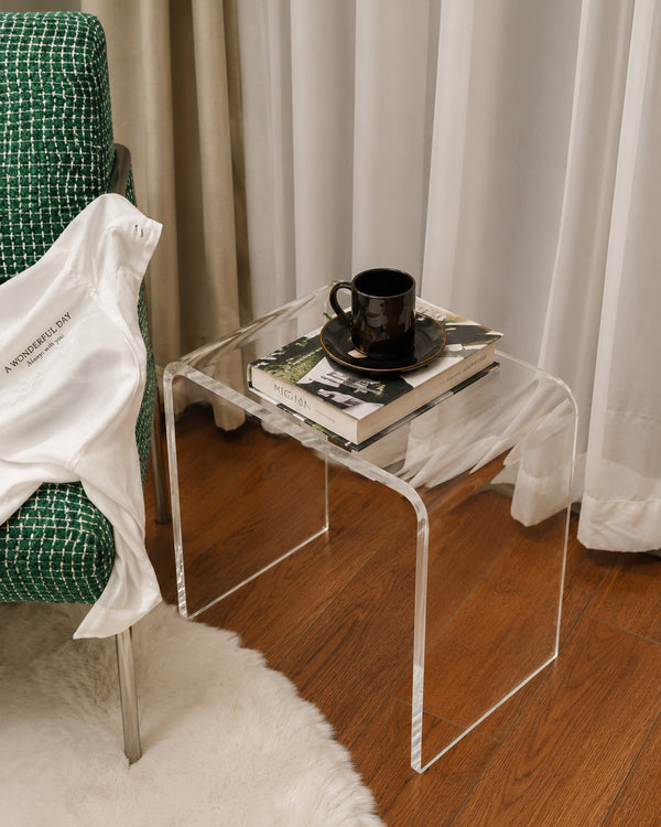 de homê Acrylic Transparent Glass Multi-Purpose Side Table