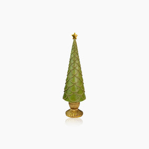 Adorno de cono de árbol de Navidad alto y verde hecho a mano