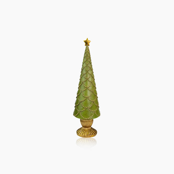 Adorno de cono de árbol de Navidad alto y verde hecho a mano