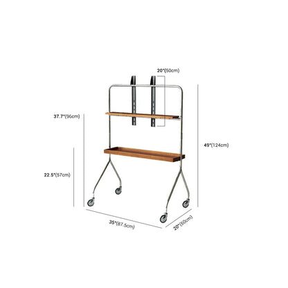 Stainless Steel Wooden Shelf Moving TV Stand