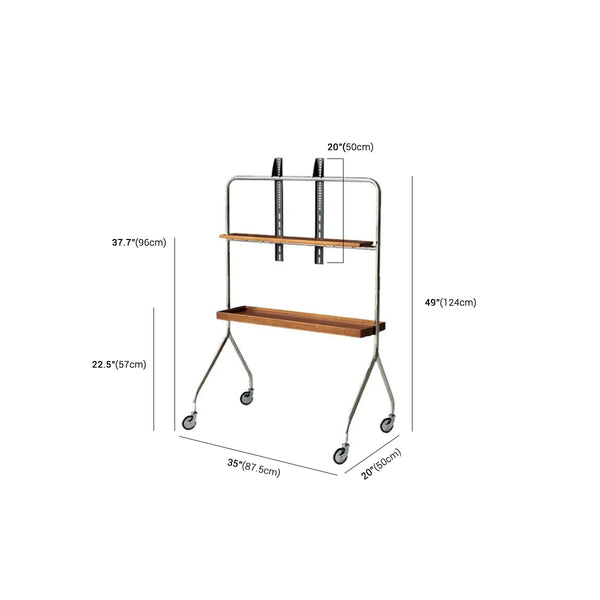 Studio Lima Stainless Steel Wooden Shelf Moving TV Stand